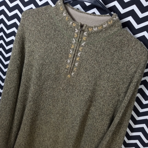 WOOLRICH sweater quarter Zip trim pattern soft wool women's plus XXL - B4 - Picture 4 of 5